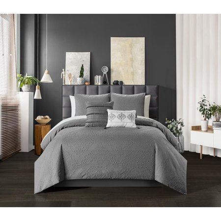 FIXTURESFIRST 4 Piece Miroh Comforter Set, Gray - Twin Size FI2085478